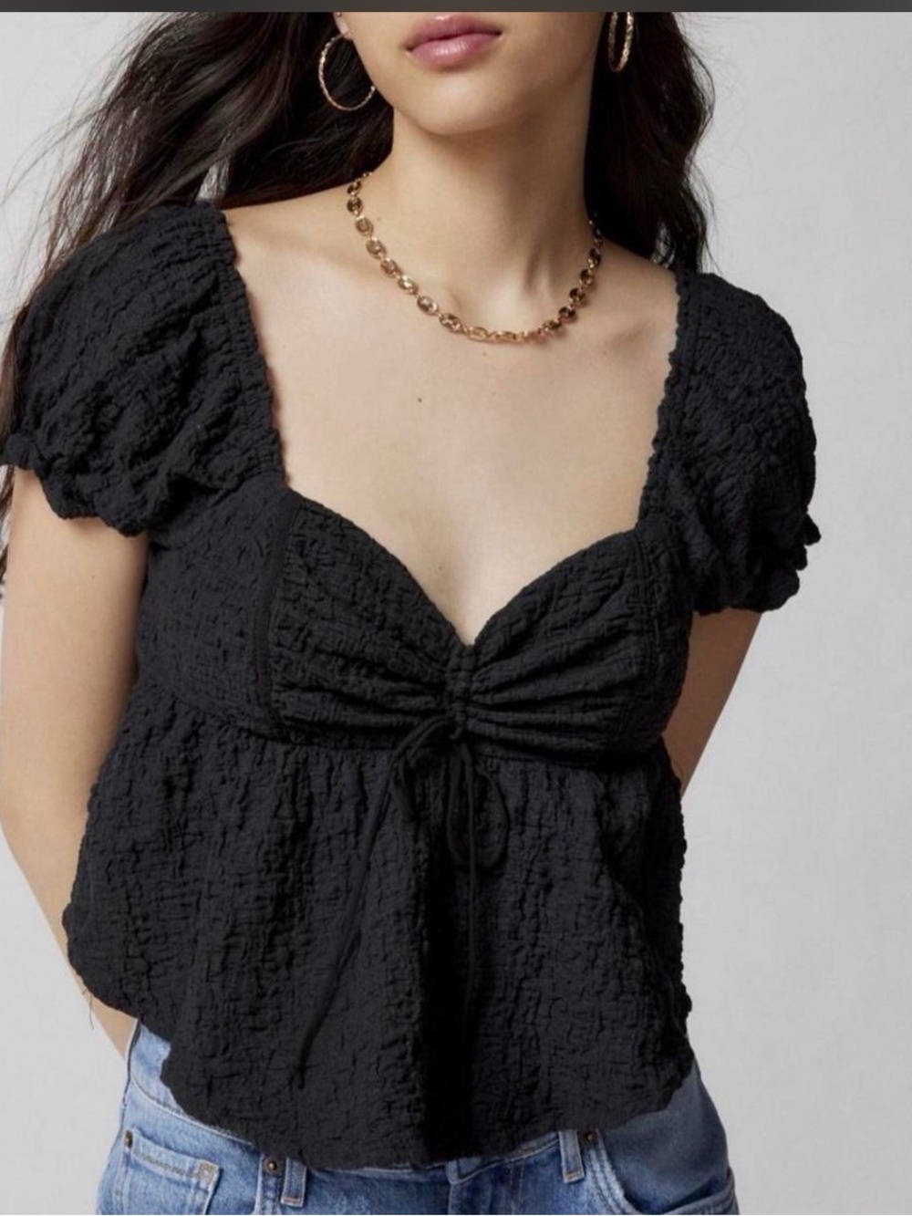 Urban Outfitters Lace-Up Babydoll Blouse